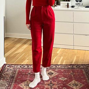 100% Wool Red High-Waist Pant - Raleighs